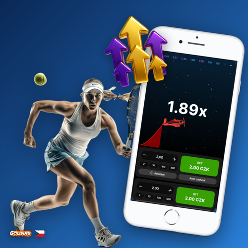 Crash hra Aviator s červeným letadlem a násobitelem 2.45× v Golisimo Casino