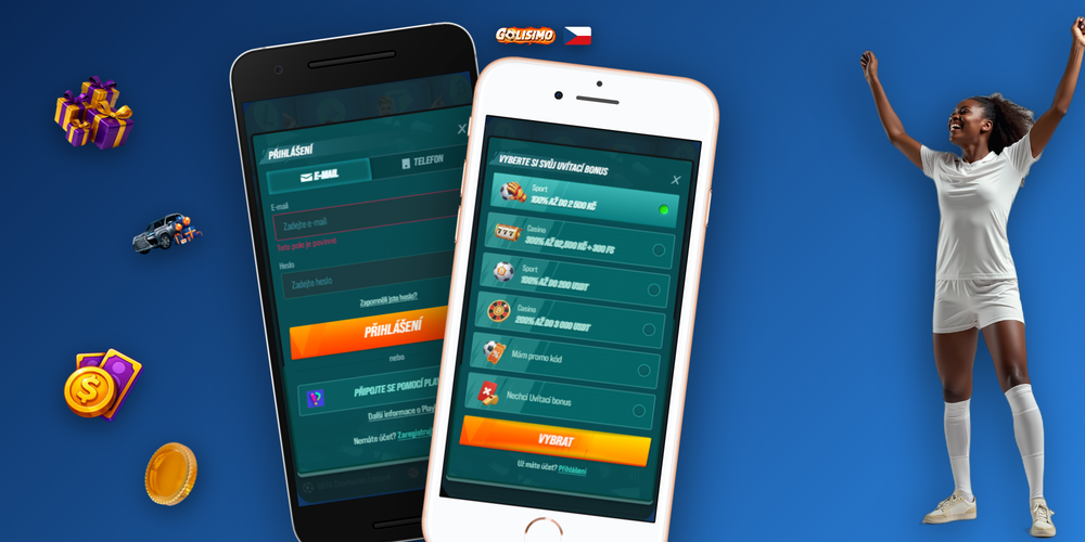 Tři fáze registrace v Golisimo Casino – formulář, ověření e-mailu a hotový účet