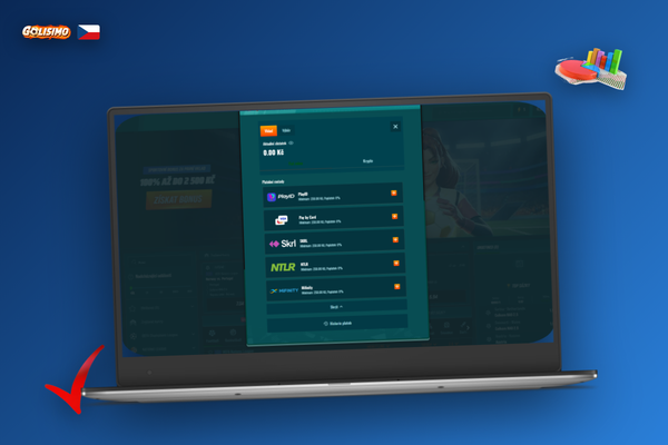 Hardwarová peněženka a QR kód pro Bitcoin vklad na stránce Golisimo Casino